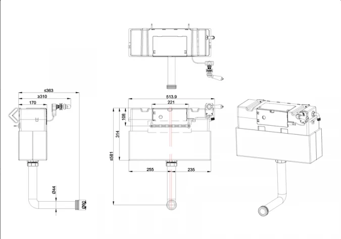 Burlington Concealed Cistern - White Ceramic Lever. 2 Burlington Concealed Cistern - White Ceramic Lever. - Image 2