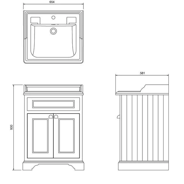 Burlington 65cm Grey 2 Door Vanity Unit With Optional Basin 7 Burlington 65cm Grey 2 Door Vanity Unit With Optional Basin - Image 7
