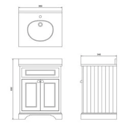Burlington 65cm Grey 2 Door Vanity Unit With Optional Basin 19 Burlington 65cm Grey 2 Door Vanity Unit With Optional Basin -Lumibath Shop FF8 FT1B 1 3