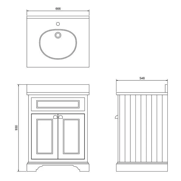 Burlington 65cm Grey 2 Door Vanity Unit With Optional Basin 10 Burlington 65cm Grey 2 Door Vanity Unit With Optional Basin - Image 10