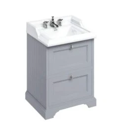 Burlington 65cm Grey 2 Drawer Vanity Unit With Optional Basin -Lumibath Shop FF9G B15 3TH CO
