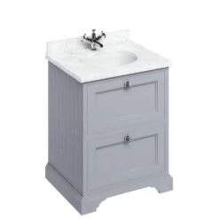 Burlington 65cm Grey 2 Drawer Vanity Unit With Optional Basin -Lumibath Shop FF9G BC66 CO