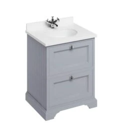 Burlington 65cm Grey 2 Drawer Vanity Unit With Optional Basin -Lumibath Shop FF9G BW66 CO