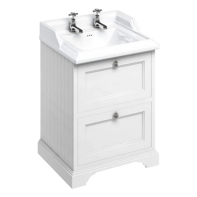 Burlington 65cm Matt White 2 Door Vanity Unit With Optional Basin 2 Burlington 65cm Matt White 2 Door Vanity Unit With Optional Basin - Image 2