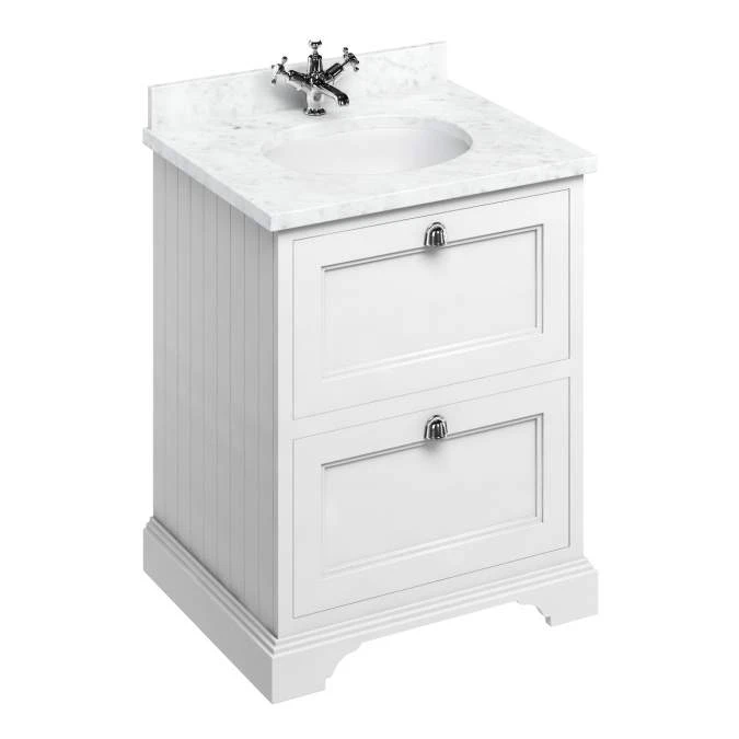 Burlington 65cm Matt White 2 Door Vanity Unit With Optional Basin 5 Burlington 65cm Matt White 2 Door Vanity Unit With Optional Basin - Image 5