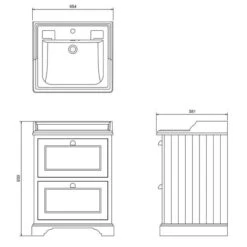 Burlington 65cm Grey 2 Drawer Vanity Unit With Optional Basin -Lumibath Shop FF9 B15 1TH