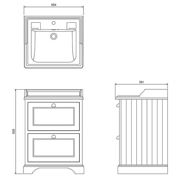 Burlington 65cm Matt White 2 Door Vanity Unit With Optional Basin 7 Burlington 65cm Matt White 2 Door Vanity Unit With Optional Basin - Image 7