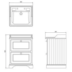 Burlington 65cm Grey 2 Drawer Vanity Unit With Optional Basin -Lumibath Shop FF9 B15 2TH
