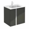 Royo Onix 600mm 2 Door Wall Unit & Square Ceramic Basin In Gloss Grey