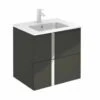 Royo Onix 600mm 2 Drawer Wall Unit & Ceramic Basin In Gloss Grey