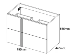 Lumibath Shop -Lumibath Shop Frontline Royo Onix 800mm 2 Drawer Wall Unit with Round Basin FO4965 Specification