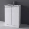 Royo Vitale 600mm Floor Standing Unit & Square Ceramic Basin In Gloss White