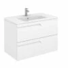 Royo Vitale 800mm 2 Drawer Wall Unit & Square Ceramic Basin In Gloss White