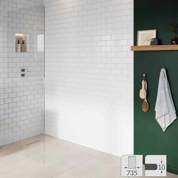 Abacus 10mm Glass Panels For Wetrooms - 735mm 1 Abacus 10mm Glass Panels For Wetrooms - 735mm