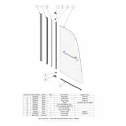 Roman Haven Plus Single Panel Angled Bath Shower Screen With Towel Rail -Lumibath Shop H2D1CS spec