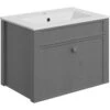 Havanna 605mm Wall Unit & Basin - Grey Ash