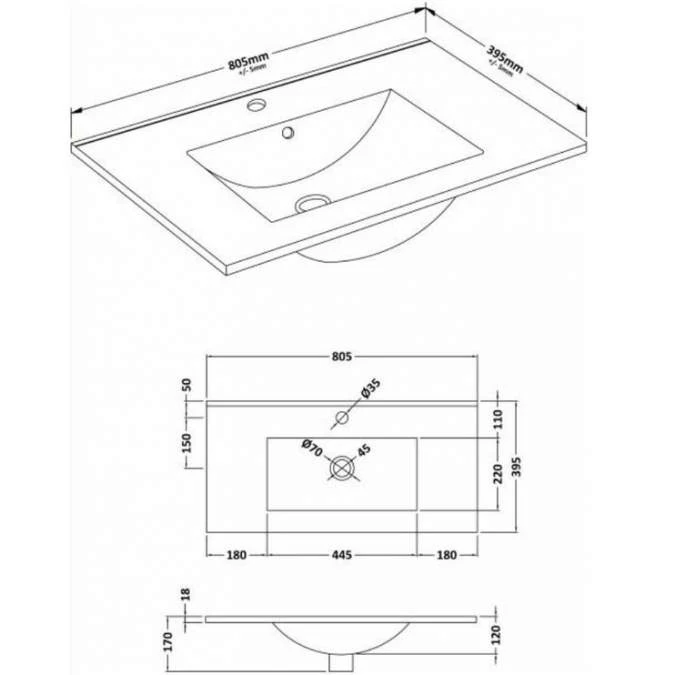 Havanna 810mm Basin Unit With Basin - Satin White Ash 4 Havanna 810mm Basin Unit With Basin - Satin White Ash - Image 4