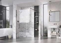 Roman Liberty 957mm Matt Black Wetroom Panel With Clear Glass Corner 5 Roman Liberty 957mm Matt Black Wetroom Panel With Clear Glass Corner -Lumibath Shop KLCP1213B 3