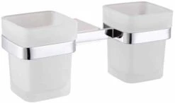 The White Space Double Tumbler And Holder - Chrome