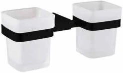 The White Space Double Tumbler And Holder - Black