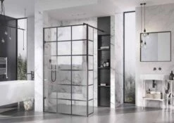 Roman Liberty Matt Black Grid Wetroom Panel - 1157mm -Lumibath Shop Liberty Black Grid panel x1 with return 1
