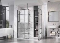 Roman Liberty Matt Black Grid Wetroom Panel - 1057mm -Lumibath Shop Liberty Black Grid panels x2 with Return 2