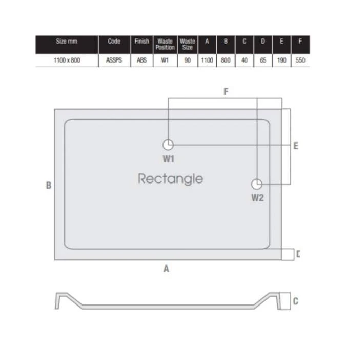 MX Elements 1100 X 800 Anti Slip Rectangular Stone Resin Shower Tray 4 MX Elements 1100 X 800 Anti Slip Rectangular Stone Resin Shower Tray - Image 4