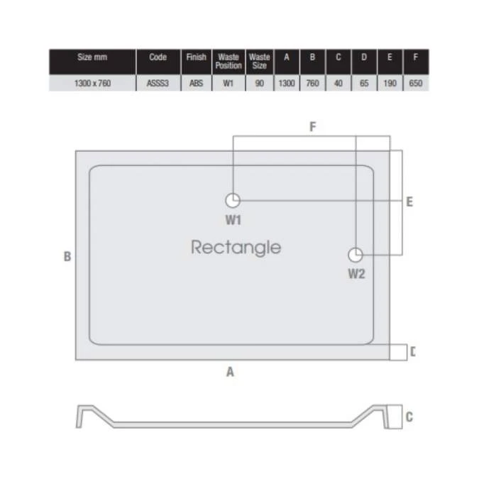 MX Elements 1300 X 760 Anti Slip Rectangular Stone Resin Shower Tray 4 MX Elements 1300 X 760 Anti Slip Rectangular Stone Resin Shower Tray - Image 4