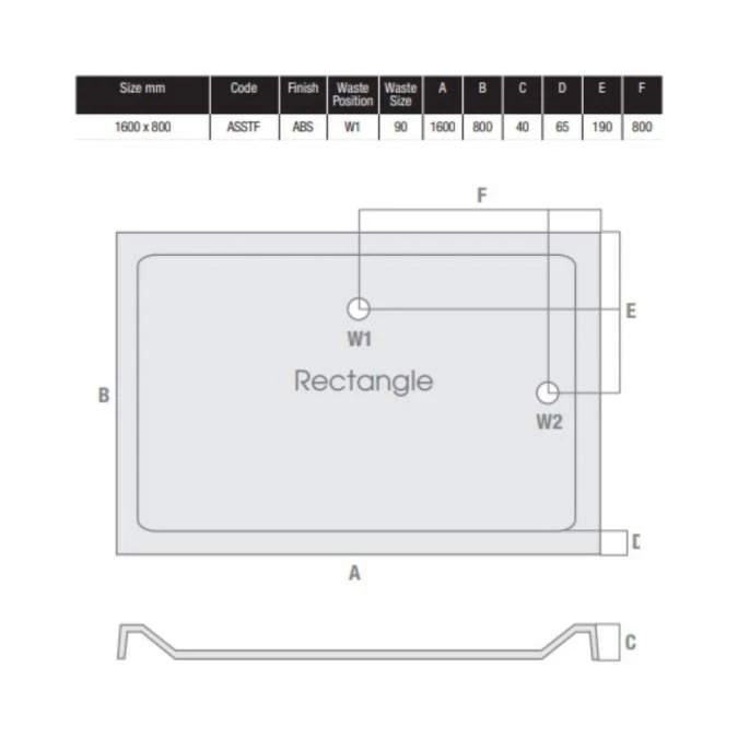 MX Elements 1600 X 800 Anti Slip Rectangular Stone Resin Shower Tray 4 MX Elements 1600 X 800 Anti Slip Rectangular Stone Resin Shower Tray - Image 4