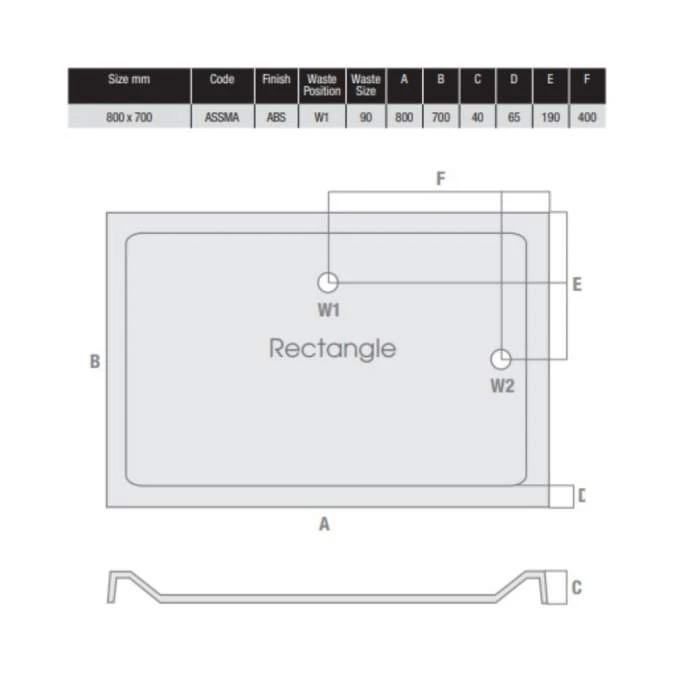 MX Elements 800 X 700 Anti Slip Rectangular Stone Resin Shower Tray 4 MX Elements 800 X 700 Anti Slip Rectangular Stone Resin Shower Tray - Image 4