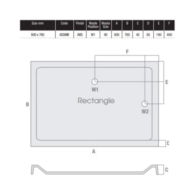 MX Elements 800 X 760 Anti Slip Rectangular Stone Resin Shower Tray 4 MX Elements 800 X 760 Anti Slip Rectangular Stone Resin Shower Tray - Image 4