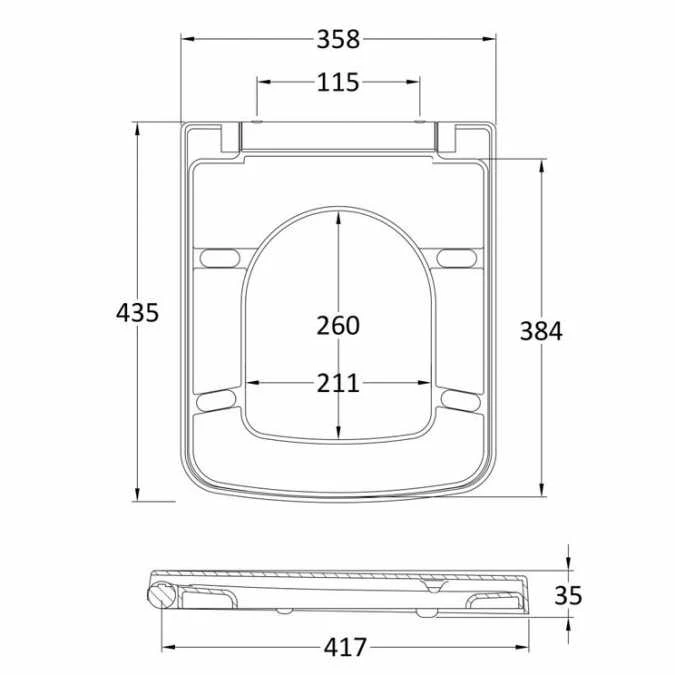 Square Soft Close Seat Tapered Edge Top-fix - NCH198 - Nuie 4 Square Soft Close Seat Tapered Edge Top-fix - NCH198 - Nuie - Image 4