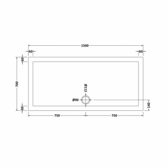 Nuie 1500 X 700 Rectangle Shower Tray - FREE Waste 2 Nuie 1500 X 700 Rectangle Shower Tray - FREE Waste - Image 2
