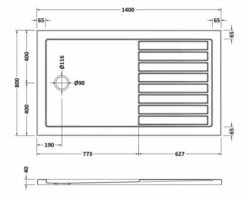 Nuie 1400 X 800 Walk-in Shower Tray - FREE Waste -Lumibath Shop NTP1480