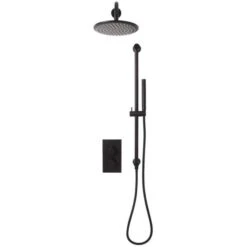 Scudo Core Black Round Handle, Head & Handset Riser Shower Kit