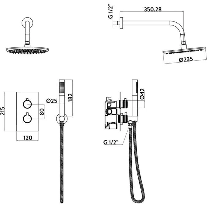 Scudo Core Gunmetal Round Handle, Head, Handset & Bracket 2 Scudo Core Gunmetal Round Handle, Head, Handset & Bracket - Image 2