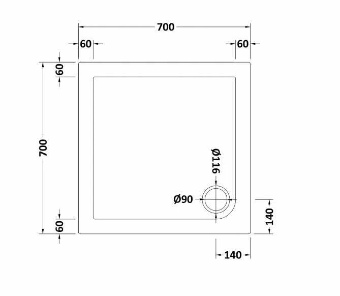 Nuie 700 X 700 Square Shower Tray - FREE Waste 2 Nuie 700 X 700 Square Shower Tray - FREE Waste - Image 2
