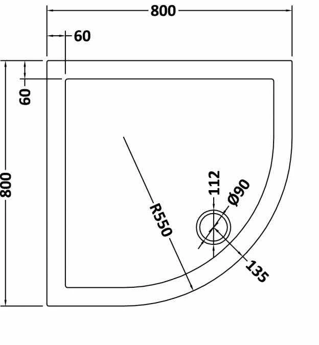 Nuie 800 X 800 Quadrant Shower Tray Slate Grey - FREE Waste 2 Nuie 800 X 800 Quadrant Shower Tray Slate Grey - FREE Waste - Image 2