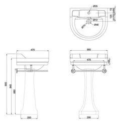 Burlington Edwardian Round 56cm Basin & Classic Pedestal 11 Burlington Edwardian Round 56cm Basin & Classic Pedestal -Lumibath Shop P1 B6 1TH T4 CHR 20201130
