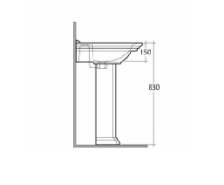 Washington Wash Basin 650 - RAK Ceramics 5 Washington Wash Basin 650 - RAK Ceramics -Lumibath Shop Pedestal Technical 1