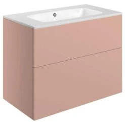 Shetland 815mm Wall Hung 2 Drawer Basin Unit & Basin - Matt Antique Rose