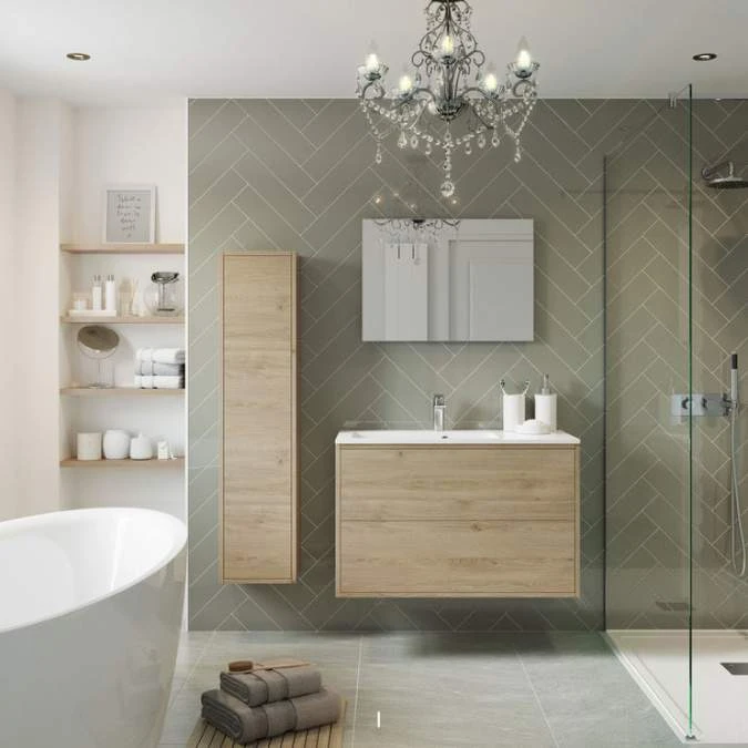 Pomeranian 300mm 1 Door Wall Hung Tall Unit - Havana Oak 2 Pomeranian 300mm 1 Door Wall Hung Tall Unit - Havana Oak - Image 2