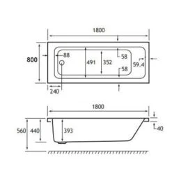 Beaufort Portland 1800 X 800 Single Ended Bath -Lumibath Shop Portland 1800x800 tech