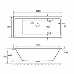 Beaufort Portland 1700 X 750 Beauforte Reinforced Double Ended Bath -Lumibath Shop Portlant dw 1700x750 tech 1