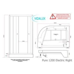 Vidalux Pure E 1200 Shower Cabin 1200 X 800mm With Electric Shower -Lumibath Shop Pure Electric 12 right