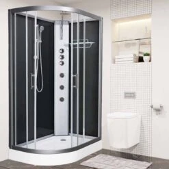 Vidalux Pure 1200 Hydro Massage Shower Cabin - 1200 X 800mm - Right Handed - Black Glass