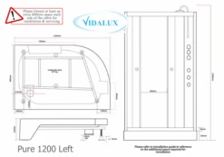 Vidalux Pure 1200 Hydro Massage Shower Cabin - 1200 X 800mm - Left Handed - Black Glass -Lumibath Shop Pure 1200 Left