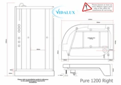 Vidalux Pure 1200 Hydro Massage Shower Cabin - 1200 X 800mm - Right Handed - Black Glass 7 Vidalux Pure 1200 Hydro Massage Shower Cabin - 1200 X 800mm - Right Handed - Black Glass -Lumibath Shop Pure 1200 right