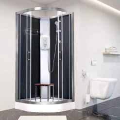 Vidalux Pure E 1000 Shower Cabin 1000 X 1000mm With Triton Electric Shower -Lumibath Shop Pure E Black Standard