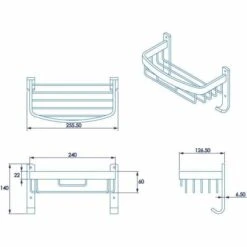 Croydex Premium Large Curved Shower Caddy - 250 X 140 X 125mm - Rust Free -Lumibath Shop QM770541 tech